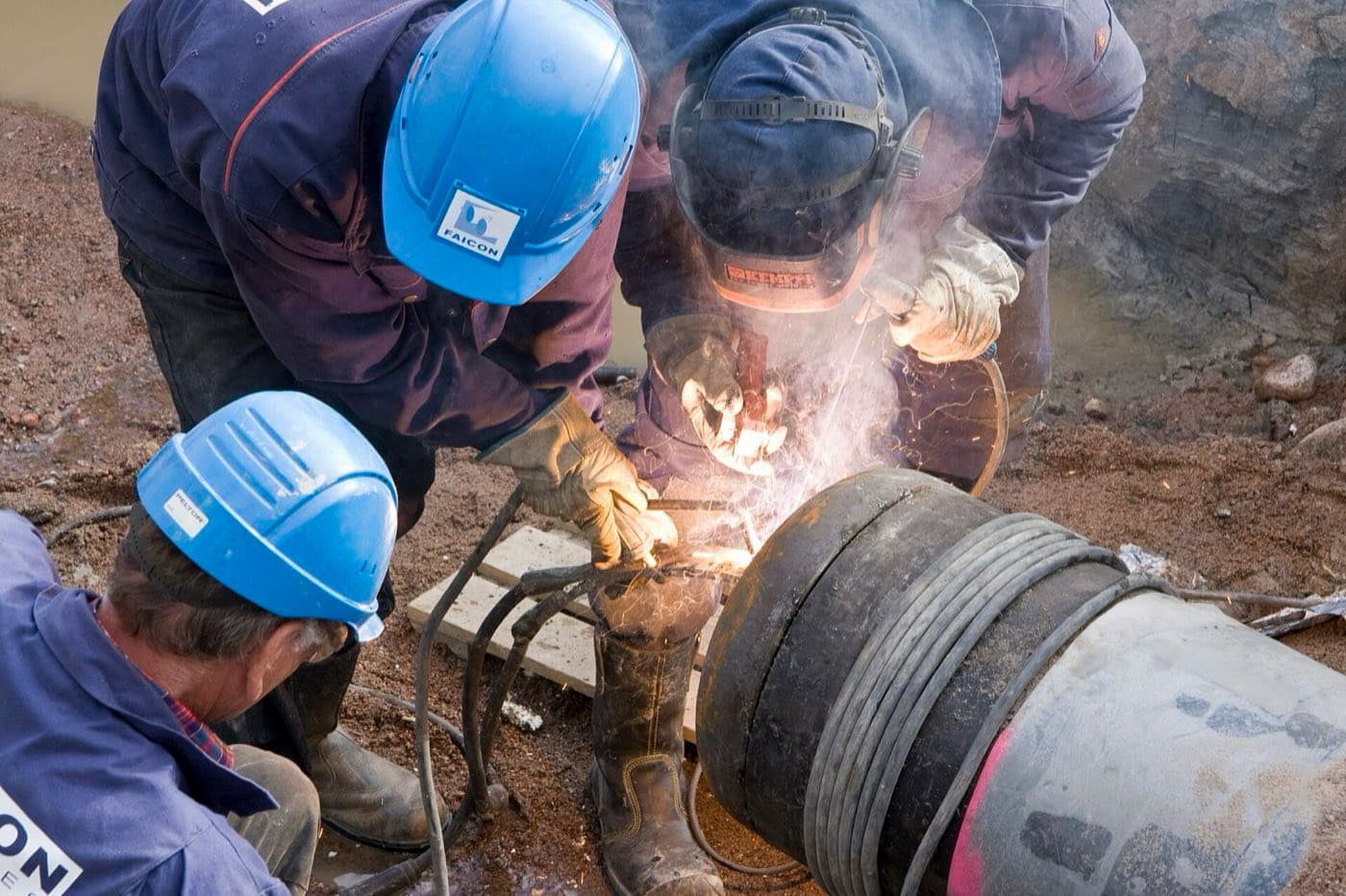 Field crew working on a gas line